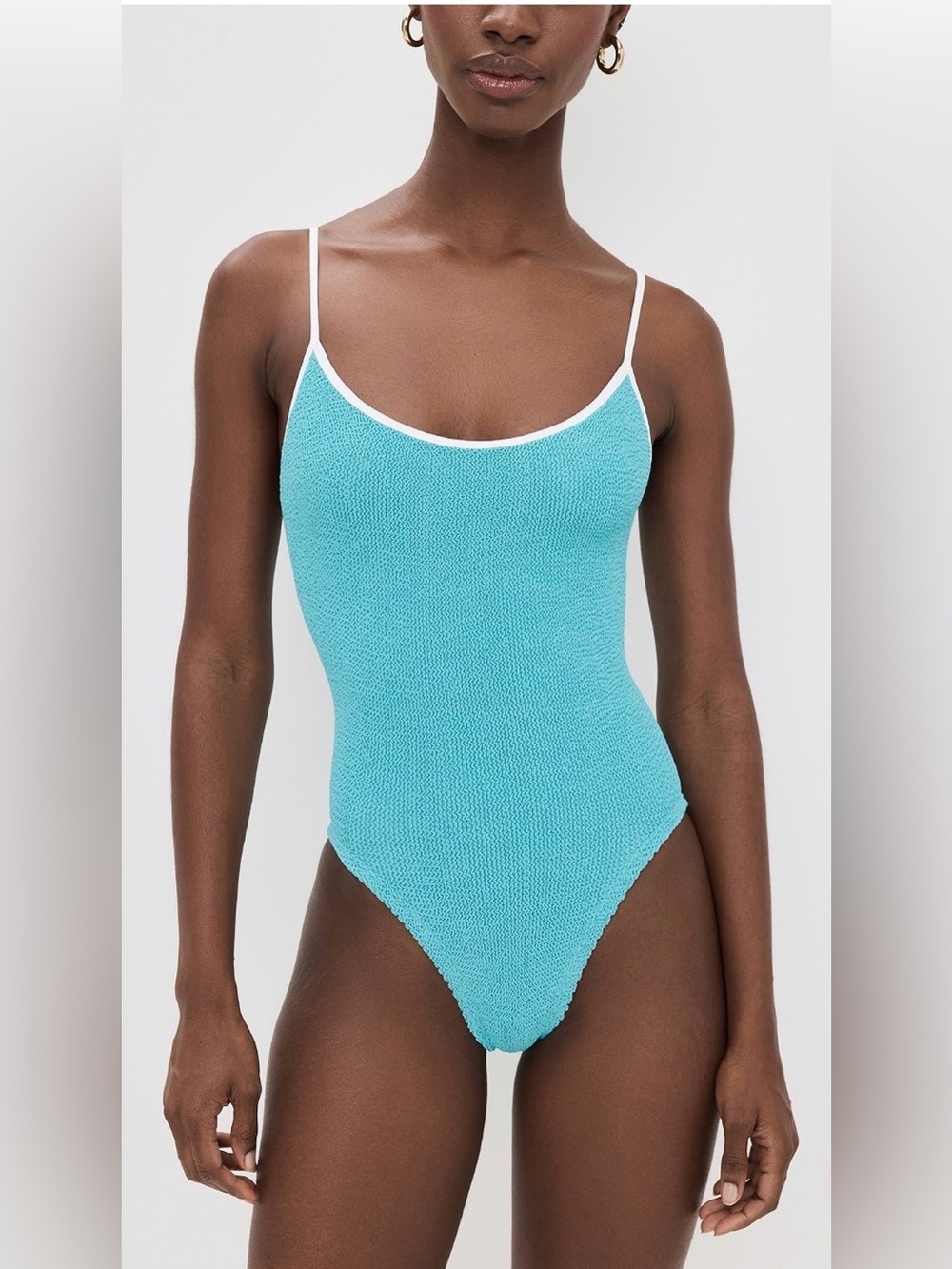 Hunza G Blue Aqua Pamela One Piece Swimsuit One Size